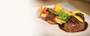 Gourmet cuisine at Storm Mountain Lodge